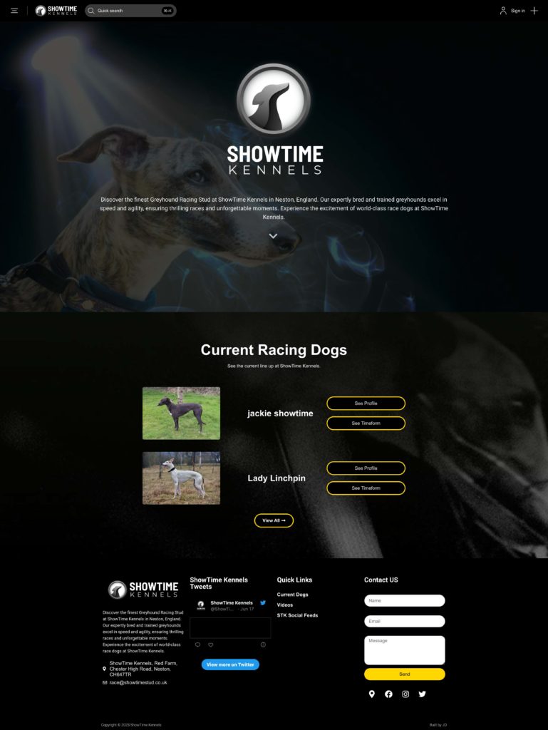 ShowTime Kennels Website Design by JD Design